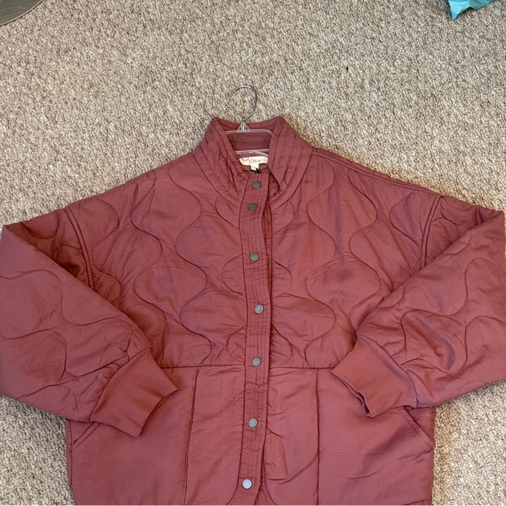 Quilted Burgundy Jacket by Elan size Large - Picture 4 of 8